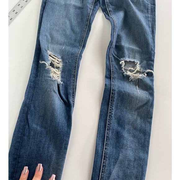 Rag & Bone Jeans Women 24 Blue Rip Dest Chester Skinny Denim Distressed Cotton - Picture 12 of 12